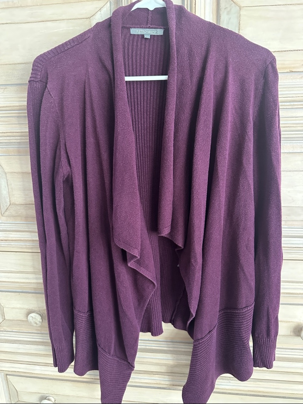 Open-Front Draped Cardigan Sweater - Plum